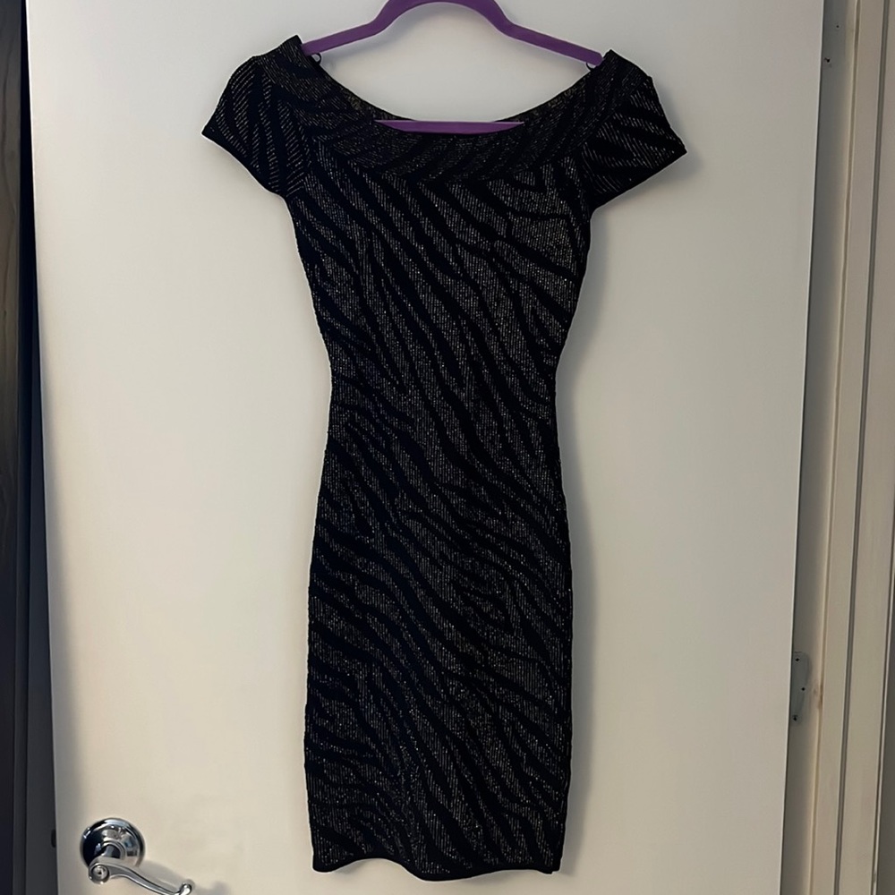 BCBG Black & Gold Bodycon Dress